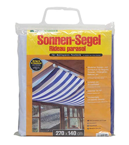 Windhager Sonnensegel für Seilspanntechnik, Blau/Weiß, 270 x 140 cm von Windhager