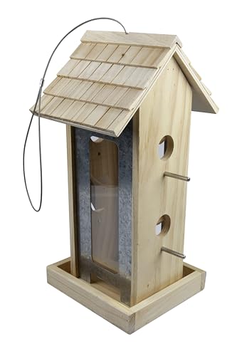 Windhager Vogelfuttersilo Country,Vogelfuttersilo, Vogelhaus, Futterspender für Vögel, Vogelhäuschen aus Massivholz, 17,5 x 19 x 38 cm, 07013, Holz von Windhager