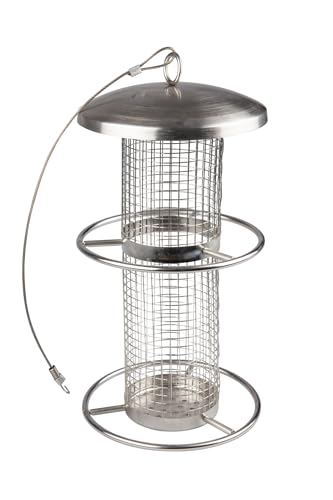 Windhager Vogelfuttersilo Pick-Up, Vogelhaus, Futterhaus für Vögel, Vogelhäuschen, Vogelfutterstation zum Aufhängen, Vogel-Silo, 07953, Silber von Windhager