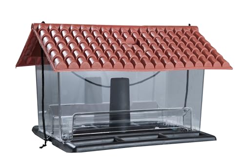 Windhager Vogelfuttersilo Ranch, Vogelfutterhaus, Futterhaus, Vogelhäuschen, Vogelhaus, aus Kunststoff, inklusive Aufhängeschnur, 31 x 22 x 20 cm, 06937, Transparent, Rot Windhager Vogelfuttersilo Ranch, Vogelfutterhaus, Futterhaus, Vogelhäuschen, Vogelhaus, aus Kunststoff, inklusive Aufhängeschnur, 31 x 22 x 20 cm, 06937, Transparent, Rot von Windhager