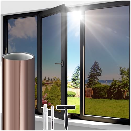 Windimiley Fensterfolie Sonnenschutz Spiegelfolie Fenster Sichtschutz, Blickdicht von Aussen Sonnenschutzfolie 60 x 200cm, Selbsthaftend UV-Schutz Hitzeschutz Wärmeschutzfolie für Büro Tee-Silber Windimiley Fensterfolie Sonnenschutz Spiegelfolie Fenster Sichtschutz, Blickdicht von Aussen Sonnenschutzfolie 60 x 200cm, Selbsthaftend UV-Schutz Hitzeschutz Wärmeschutzfolie für Büro Tee-Silber von Windimiley