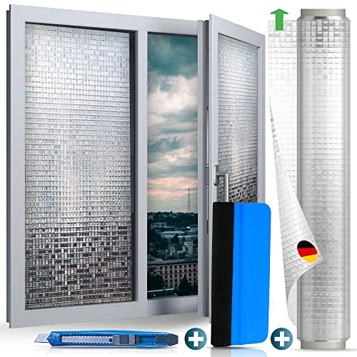 WindowShield® Fensterfolie Blickdicht mit Mosaikmuster | Video-Anleitung | Sichtschutz Fenster | selbsthaftende Fensterbilder | Folie selbstklebend | Isolierfolie Kälteschutz | 44,5 x 200cm von WindowShield