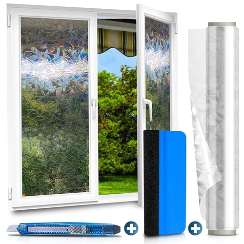 WindowShield® Fensterfolie Blickdicht mit Regenbogenmuster | Video-Anleitung | Sichtschutz Fenster | selbsthaftende Fensterbilder | Folie selbstklebend | Isolierfolie Kälteschutz | 44,5 x 200cm von WindowShield