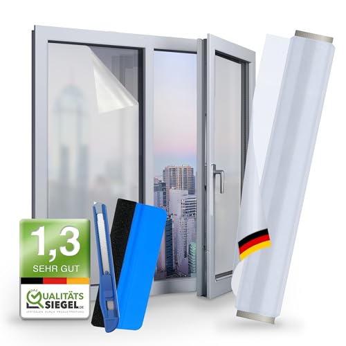 WindowShield® Fensterfolie blickdicht | Milchglasfolie selbsthaftend | selbstklebende Sichtschutzfolie Fenster blickdicht | Anti-UV Privatsphäre Sichtschutz | für Bad, Büro, Wohnzimmer | 44,5 x 400 cm von WindowShield