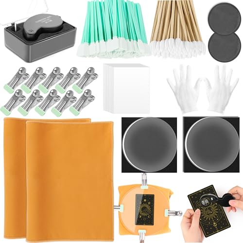 Windspeed 221P Karten-Reinigungsset für Sport-Sammelkarten, Grading Kit für Grading Politur, enthält 2 Stück 15,2 cm transparente Acryl-Runden, 10 Kunststoffklemmen, 2 Shammy-Handtücher und anderes von Windspeed