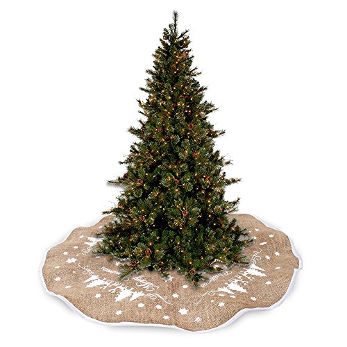 Windyeu Weihnachtsbaum Decke Weinachtsdeko Rock Jute Rund 77cm Durchmesser Klassisch Elegant Weich Weihnachtsbaumdecke Schmuck (77) von Windyeu