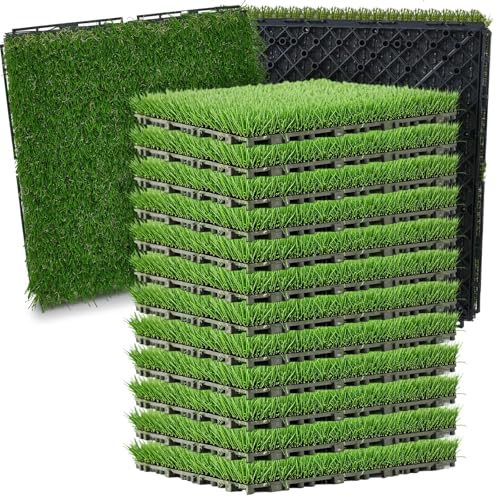 Windyun Kunstrasen, ineinandergreifende Terrassenfliesen, 30,5 x 30,5 cm dick, synthetisch, quadratisch, ineinandergreifend, selbstentleerend, für Terrasse, Innen- und Außenbereich, Bodendekorationen Windyun Kunstrasen, ineinandergreifende Terrassenfliesen, 30,5 x 30,5 cm dick, synthetisch, quadratisch, ineinandergreifend, selbstentleerend, für Terrasse, Innen- und Außenbereich, Bodendekorationen von Windyun
