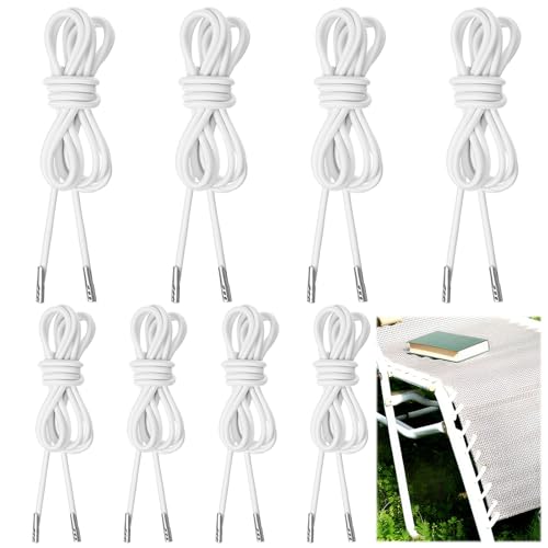 Windyun Zero Gravity Stuhl-Ersatzkordel (4 lange 223,5 cm + 4 kurze 139,7 cm), weiß, universelle elastische Schnüre, Reparaturwerkzeug für die Reparatur von Zero Gravity Bungee-Liegestühlen von Windyun