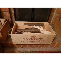 Holzkiste/Kaminholzkiste Trägerhalter - Mit Seilgriffen Aus Einer Recycelten Portbox von WineBoxesEtc