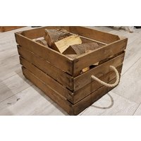 Holzkiste/Tragehalter - Mit Seilgriffen Aus Einer Vintage Apfelkiste von WineBoxesEtc