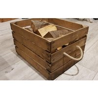 Holzkiste/Tragehalter - Mit Seilgriffen Aus Einer Vintage Apfelkiste von WineBoxesEtc