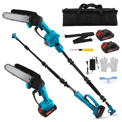 2-in-1 Akku Teleskop Hochentaster 6 Zoll & Mini Kettensäge mit 2×2000mAh Akku, Bürstenloser Motor, Teleskop Elektro Hochentaster, Kompakte Hochentaster zum Baum und Heckenschneiden 2-in-1 Akku Teleskop Hochentaster 6 Zoll & Mini Kettensäge mit 2×2000mAh Akku, Bürstenloser Motor, Teleskop Elektro Hochentaster, Kompakte Hochentaster zum Baum und Heckenschneiden von WingFly