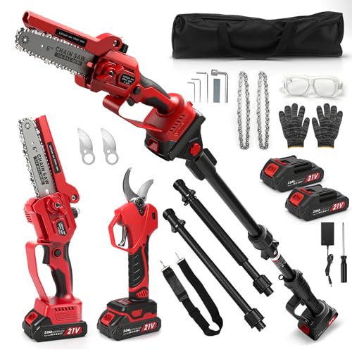 4-in-1 Mini Kettensäge & Akku Astschere Teleskop mit 2 * 4Ah Akkus, 6 Zoll Hochentaster Astsäge, 55 mm Elektrische Gartenschere, Maximale Reichweite bis zu 4,5m, Geeignet für Gartenpflege 4-in-1 Mini Kettensäge & Akku Astschere Teleskop mit 2 * 4Ah Akkus, 6 Zoll Hochentaster Astsäge, 55 mm Elektrische Gartenschere, Maximale Reichweite bis zu 4,5m, Geeignet für Gartenpflege von WingFly