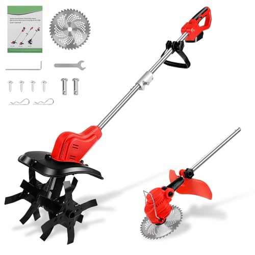 Akku Bodenhacke Kompatibel Mit Makita Akku 18V, 2-IN-1 Bodenhacke & Rasentrimmer Set mit LED-Anzeige, 750W Gartenfräse akku, Motorhacke Elektrisch für klein Beet & Garten (Ohne Akku) von WingFly
