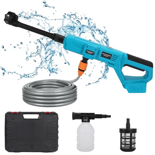 Akku Hochdruckreiniger für Makita 18V Akku, Tragbarer Hochdruckreiniger mit 6-IN-1 Düse, 5M Schlauch, Mobile Hochdruckreiniger für Auto, Terrasse, Rasen, Garten, Zaun (Ohne Akku) von WingFly