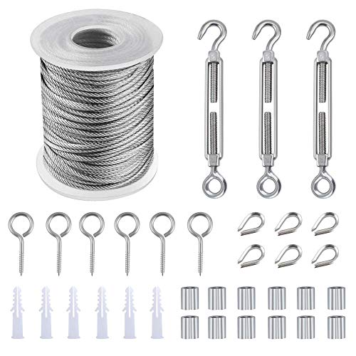 15M Drahtseil Stahlseil Geländer Set Stahlseil Edelstahl 304 Drahtseil Rankhilfe Edelstahlseil Seil tahlkabel Spannschlösser Set Seilspann zubehör Seilspanner Spannschlösser Garten Drahtzaunrolle von WingFly