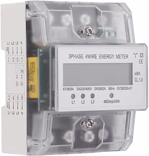 Drehstromzähler Stromzähler Geeicht Energiemessgerät Elektrozähler LCD Digital Dreiphasen 3-Phasen-4-Draht 5-100A 4P KWh Strom Geeicht Energieverbrauch für Leistungsmesssystemen Wechselstromzähler von WingFly