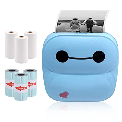 WingFly Mini Drucker Fotodrucker Thermofotodrucker Bild Fotoetiketten Memo Quittungspapierdrucker Taschendrucker mit 6 Rollen Druckerpapie für Smartphone mit Android, iOS System von WingFly