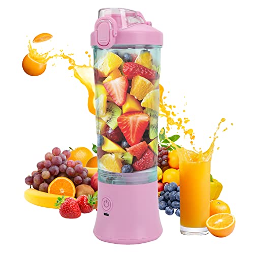 Tragbarer Smoothie Maker Mixer, 600ML Standmixer für Smoothies, Saft und Shakes, Portable Mini Blender mit 6 Edelstahlmesser, USB Persönlicher Obstmischmaschine, BPA-frei (Lila) von WingFly