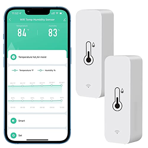 Tuya WiFi Thermometer Hygrometer Indoor Room Thermometer WiFi Temperature Sensor Mini Thermo Hygrometer with Alexa Google Home for Office, Garage, Living Room, Baby Room, Greenhouse (2) von WingFly