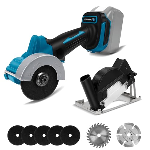 WingFly Akku Winkelschleifer für Makita 18V, Professional Kabelloser Schleifer,76mm, Bürstenloser Motor, Scheibenschutz, zum Polier Schleifen(ohne Akku, ohne Ladegerät) (Sägeblatt) von WingFly