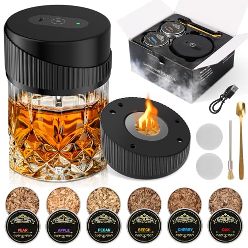 WingFly Elektrischer Whiskey Smoker Set mit 6 Aromaholzspänen, Wiederaufladbare Whiskey-Räucherbox, altmodisches Cocktail Raucher Kit Geschenk für Männer, Whisky-Geschenk, Vater, Ehemann WingFly Elektrischer Whiskey Smoker Set mit 6 Aromaholzspänen, Wiederaufladbare Whiskey-Räucherbox, altmodisches Cocktail Raucher Kit Geschenk für Männer, Whisky-Geschenk, Vater, Ehemann von WingFly