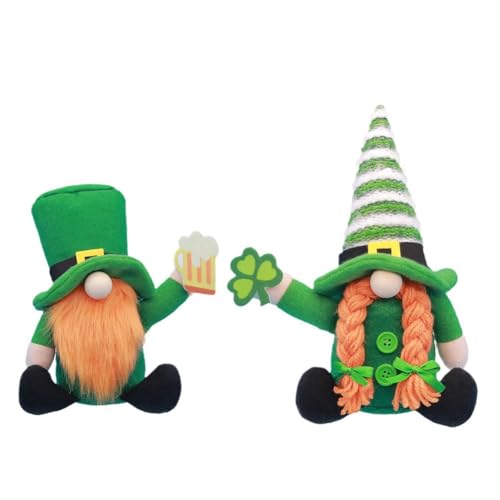 2 Pack St Patricks Day Gonk Gnomes Plush Decorations,Handmade Green Spring Gonk Decor Farmhouse Swedish Tomte Gonk Gifts for Home Kitchen Office Bedroom Decorations von Wingbind