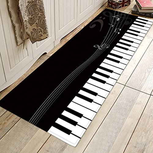 Bereich Teppich rutschfeste Große Türmatte Black & White Piano Keys Gemusterte Teppichbodenmatte Treppenpads für Wohnzimmer Schlafzimmer Flur Küche, 1.3x2ft von Wingbind