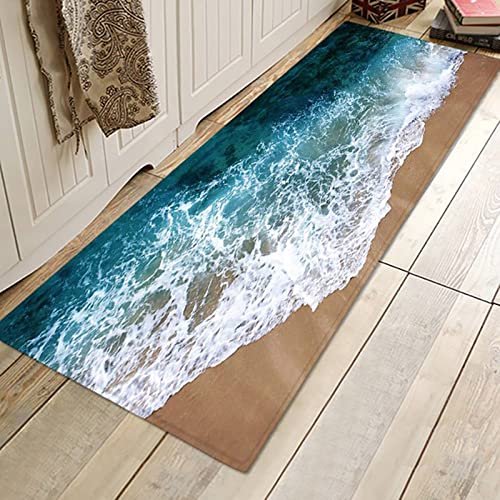 Wingbind Bereich Teppich rutschfeste Große Türmatte Ocean Wave Gemusterte Teppichbodenmatte Treppenauflagen für Wohnzimmer Schlafzimmer Flur Küche, 1.3x2ft von Wingbind