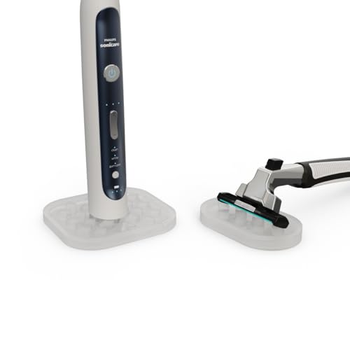 Wingcases - Zahnbürstenhalter (2 Matten) mit Saugnapf Nicht umfallen, Aufsteckbürsten Halter, Unterlage Nassrasierern für Elektrische Zahnbürste Oral B iO, Philips Sonicare, Zungenschaber, Silikon von Wingcases