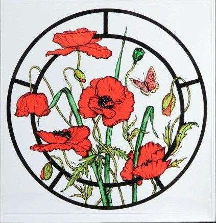 Statisches Fensterbild im Mohnblumen-Design von Winged Heart presented by Celtic Glass Designs