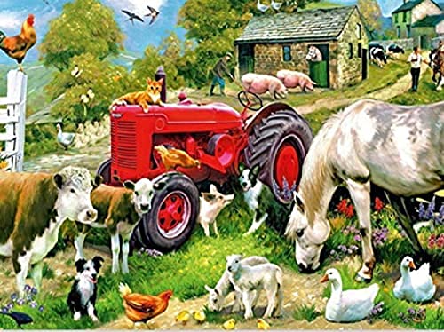 Wingkin Kreuzstich Stickpackungen Land-Traktor-Tiere 11CT Erwachsene Sticken Set,DIY Stickbilder Vorgedruckt Kreuzstich für Anfänger Home Decor （40x50cm ） von Giaeyhm
