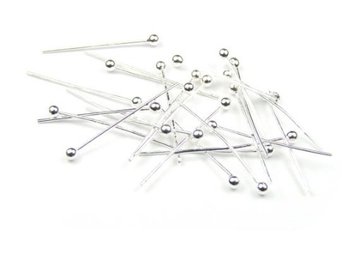 25er Pack Kugelnietstifte 'Ballpin', silber, 30x0,7 mm von Wings of Glass