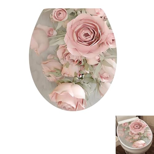 Winhappyhome WC-Sitzbezug-Aufkleber, WC-Deckelaufkleber, Badezimmer-Dekor-Aufkleber (rosa Blume) Winhappyhome WC-Sitzbezug-Aufkleber, WC-Deckelaufkleber, Badezimmer-Dekor-Aufkleber (rosa Blume) von Winhappyhome