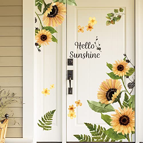 Winhappyhome Hello Sunshine Sonnenblume Muster Wandaufkleber für Schlafzimmer Wohnzimmer TV Hintergrund Dekoration von Winhappyhome