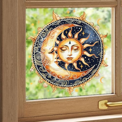 Winhappyhome Kreatives Solar-Muster, statisch haftend, Fensteraufkleber, Schaufensteraufkleber, entfernbarer Aufkleber (B) von Winhappyhome