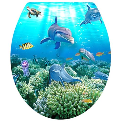 Winhappyhome Toilettendeckel Aufkleber Delfin Schildkröte Fisch WC Aufkleber Badezimmer Dekoration Aufkleber von Winhappyhome