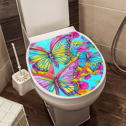 Winhappyhome WC-Sitzbezug-Aufkleber, WC-Deckelaufkleber, Badezimmer, dekorative Aufkleber (bunter Schmetterling) von Winhappyhome