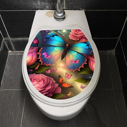 Winhappyhome WC-Sitzbezug-Aufkleber, WC-Deckelaufkleber, Badezimmer, dekorative Aufkleber (coole Schmetterlinge) von Winhappyhome