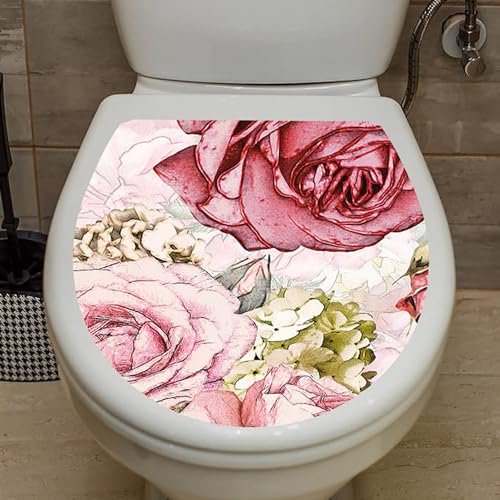 Winhappyhome WC-Sitzbezug Aufkleber Toilettendeckel Aufkleber Badezimmer dekorative Aufkleber (blühende Blumen) von Winhappyhome