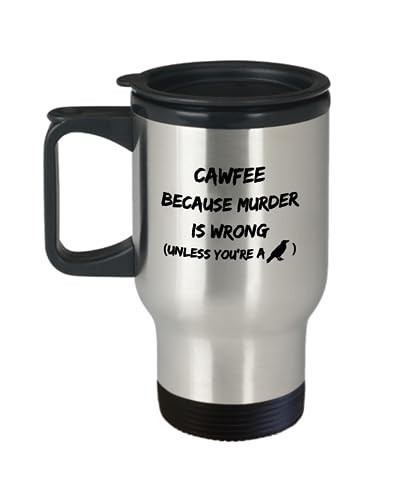 Cawfee Reisebecher, Cawfee Crow Kaffeetasse, Murder Crows Edelstahl Reisebecher mit Deckel, Mord an Krähen Tasse, Versuchter Mord Krähen Becher, Crow Cof von Winigolfe Design