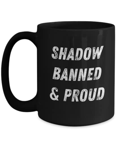 Winigolfe Design Shadow Ban Schwarze Kaffeetasse, Social Media Zensur Shadowbanning Keramiktasse Feuerwaffen Schattenverbot Politisches Statement Schattenverbot Student Geschenk von Winigolfe Design