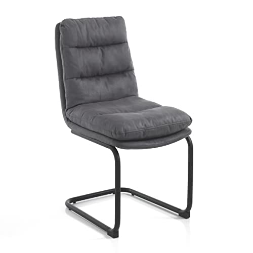 Wink Design Grenoble Gepolsterte, 2 Stück Stuhl, Grau, Schwarz matt, 45x62xH93 cm von Wink Design