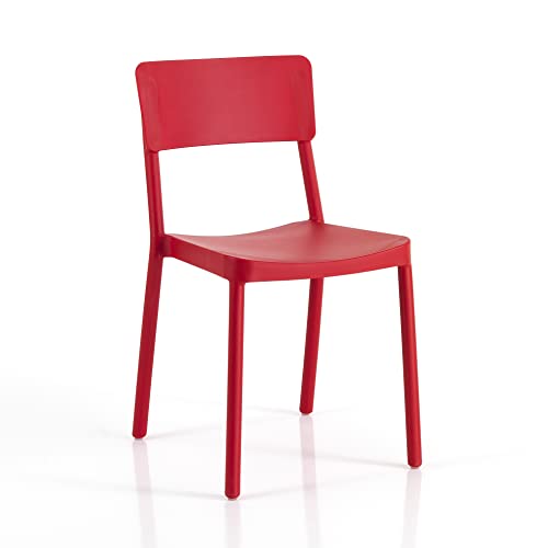 Wink Design Adria Red Set mit 4 Außen-und Innenbereich Outdoor-/Indoor-Stuhl, Mattrot, H81,5x43x50 cm von Wink Design