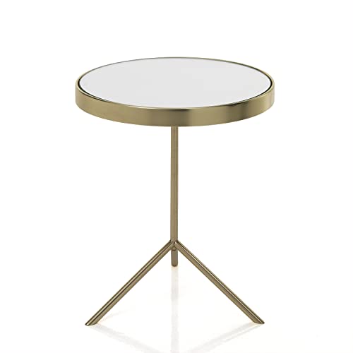 Wink Design Arry Gold Beistelltisch/Nachttisch, Mattgold, Weiß, H48 x Ø 40 cm von Wink Design