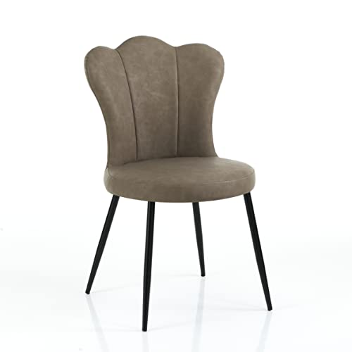 Wink Design Constance Old Sand Set mit 4 Stuhl, Taupe, Mattschwarz, H90x52x55 cm von Wink Design