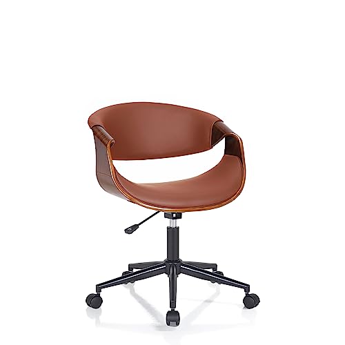 Wink Design Derby-C Walnut bürostuhl, Metall Kunstleder Mehrschichtiges Holz, Walnuss, Braun, Mattschwarz, 54x55xH73/83 cm von Wink Design