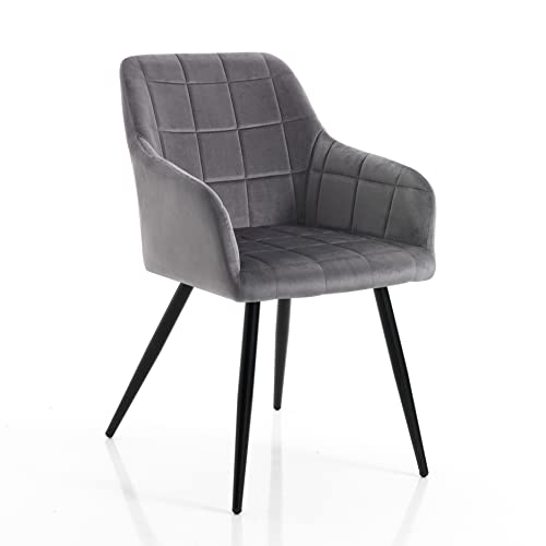 Wink Design Derby Grey Set mit 2 gepolsterten Stuhl, Grau, Schwarz matt, H83x55x60 cm von Wink Design