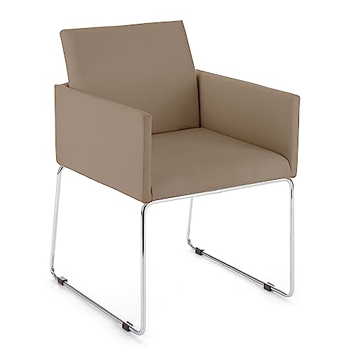 Wink Design Ellon Set mit 2 Armlehnen Stuhl, Taupe, Chrom, 55x60xH80 cm von Wink Design