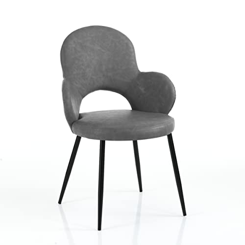 Wink Design Eloise Old Grey Set mit 4 Stuhl, Grau, Mattschwarz, 60x60xH87 cm von Wink Design